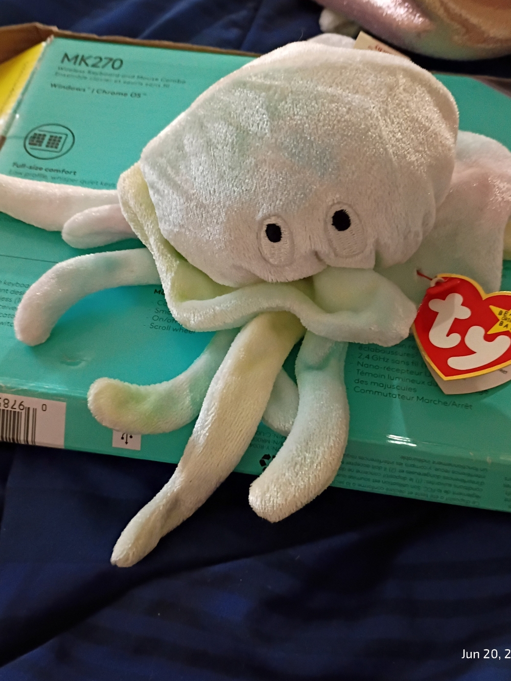 Ty Pale Mint Goochy Jellyfish Plush with Heart Tag